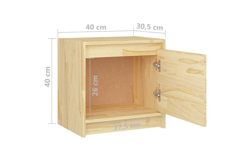 Nattbord 2 stk 40x30,5x40 cm heltre furu - Brun - Sengebord & nattbord