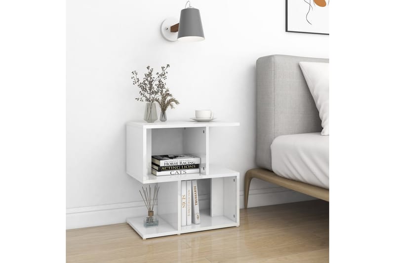 Nattbord 2 stk høyglans hvit 50x30x51,5 cm sponplate - Hvit - Møbler - Bord - Avlastningsbord - Sengebord & nattbord