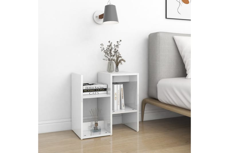 Nattbord 2 stk høyglans hvit 50x30x51,5 cm sponplate - Hvit - Møbler - Bord - Avlastningsbord - Sengebord & nattbord