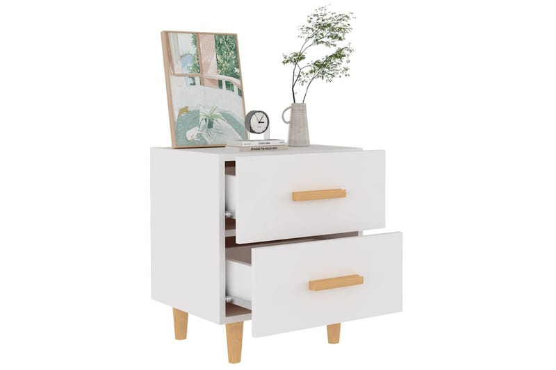 Nattbord 2 stk hvit 40x35x47,5 cm - Hvit - Møbler - Bord - Avlastningsbord - Sengebord & nattbord