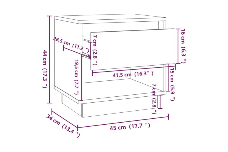 Nattbord 2 stk svart 45x34x44 cm sponplate - Svart - Møbler - Bord - Avlastningsbord - Sengebord & nattbord