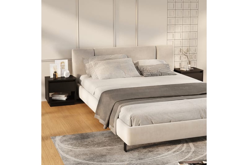 Nattbord 2 stk svart 45x34x44 cm sponplate - Svart - Møbler - Bord - Avlastningsbord - Sengebord & nattbord