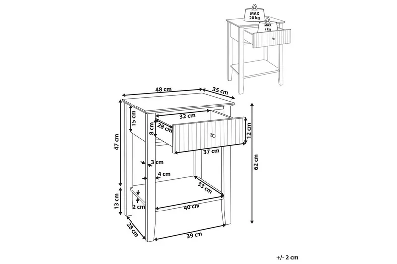 Nattbord Assisi med oppbevaringsskuff - Møbler - Bord - Avlastningsbord - Sengebord & nattbord