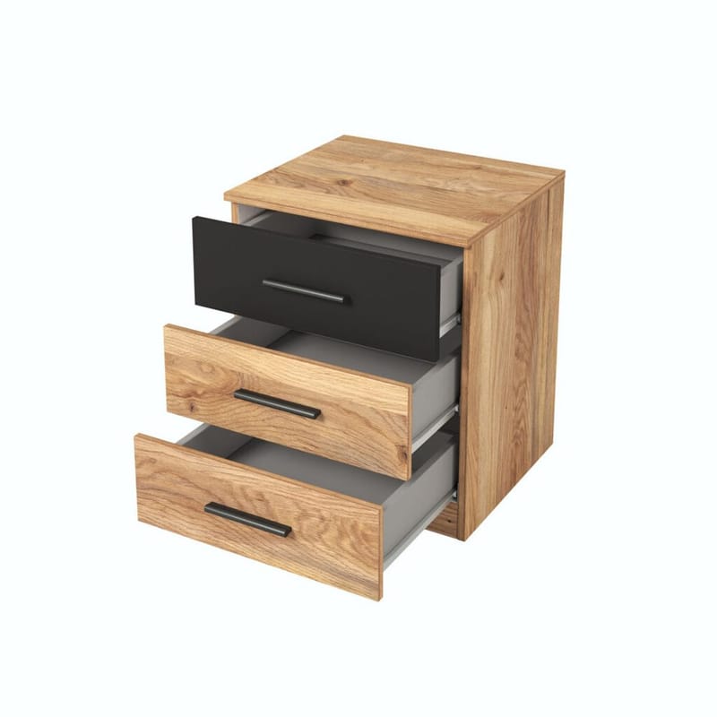 Nattbord Beta med 3 Skuffer - Mauvella eik - Møbler - Bord - Avlastningsbord - Sengebord & nattbord