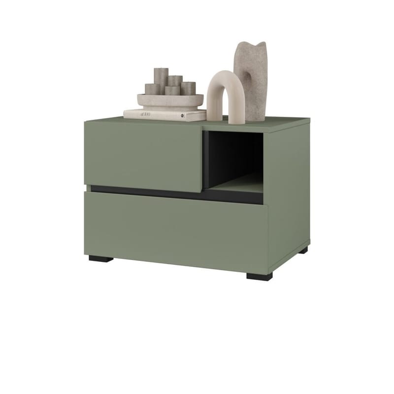 Nattbord Cross S med 2 skuffer - Grønn - Møbler - Bord - Avlastningsbord - Sengebord & nattbord