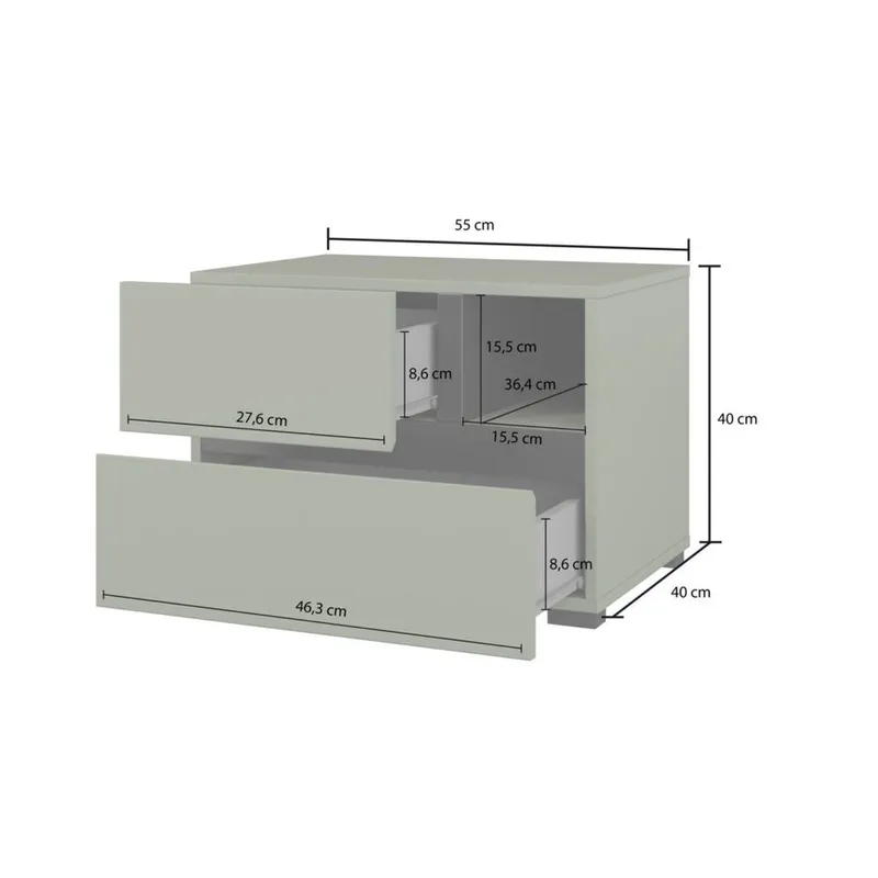 Nattbord Cross S med 2 skuffer - Grønn - Møbler - Bord - Avlastningsbord - Sengebord & nattbord