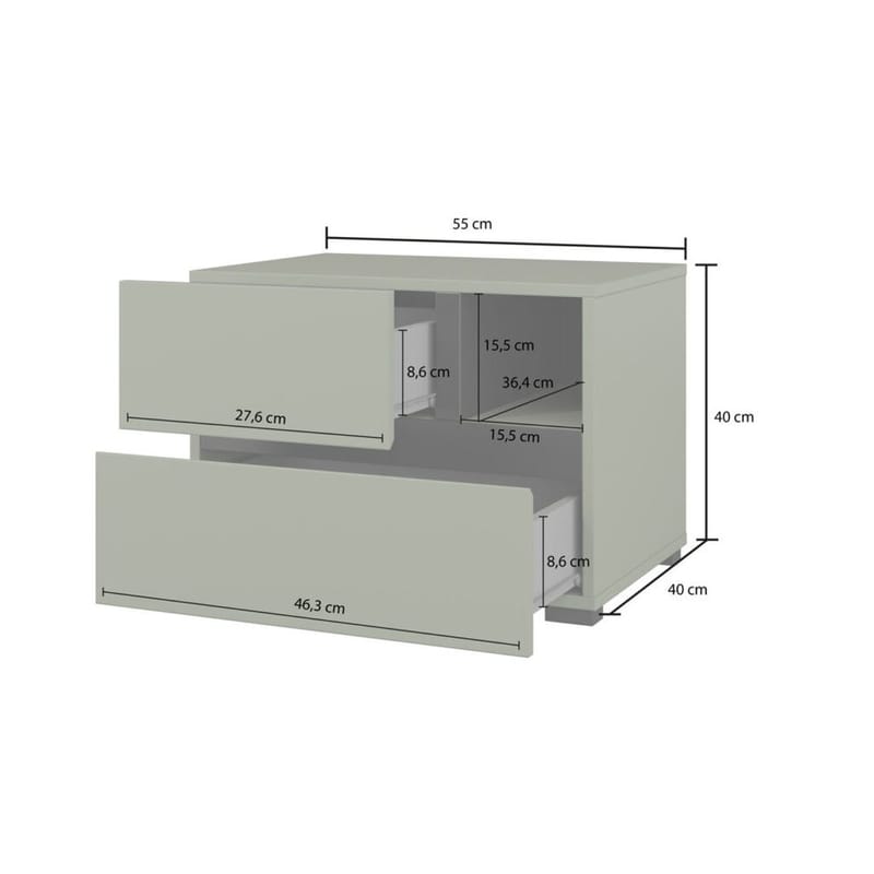 Nattbord Cross S med 2 skuffer - Grønn - Møbler - Bord - Avlastningsbord - Sengebord & nattbord