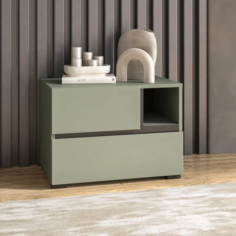 Nattbord Cross S med 2 skuffer - Grønn - Møbler - Bord - Avlastningsbord - Sengebord & nattbord