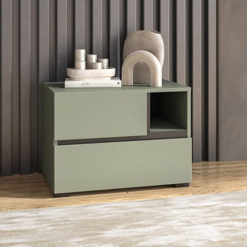 Nattbord Cross S med 2 skuffer - Grønn - Møbler - Bord - Avlastningsbord - Sengebord & nattbord