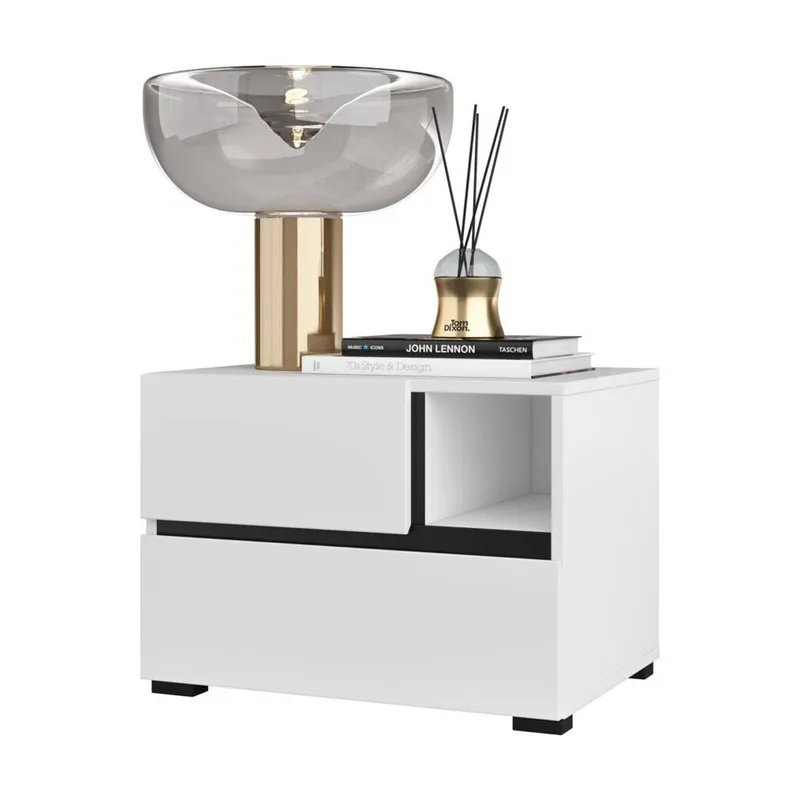 Nattbord Cross S med 2 skuffer - Hvit - Møbler - Bord - Avlastningsbord - Sengebord & nattbord