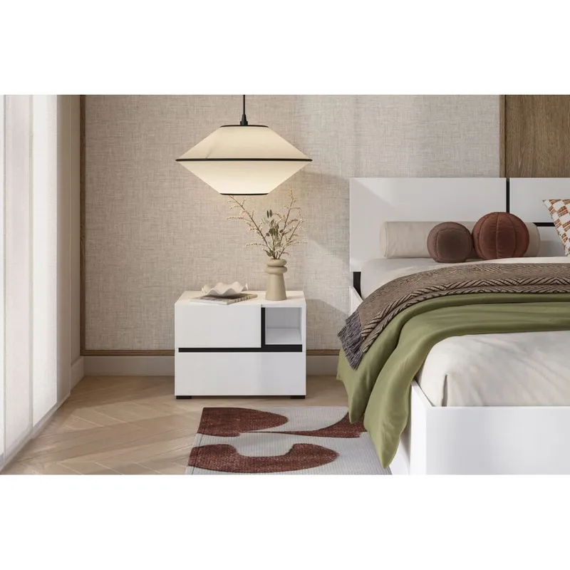 Nattbord Cross S med 2 skuffer - Hvit - Møbler - Bord - Avlastningsbord - Sengebord & nattbord