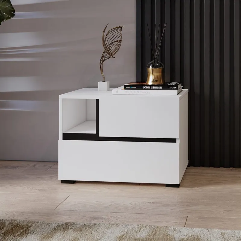 Nattbord Cross S med 2 skuffer - Hvit - Møbler - Bord - Avlastningsbord - Sengebord & nattbord