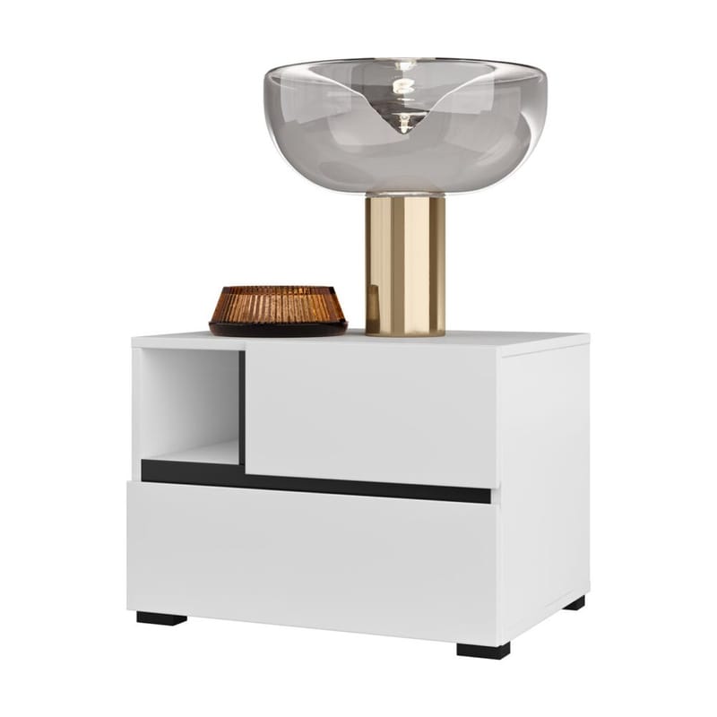 Nattbord Cross S med 2 skuffer - Hvit - Møbler - Bord - Avlastningsbord - Sengebord & nattbord