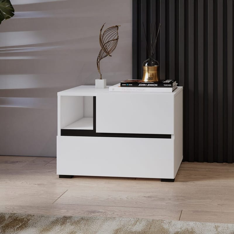 Nattbord Cross S med 2 skuffer - Hvit - Møbler - Bord - Avlastningsbord - Sengebord & nattbord