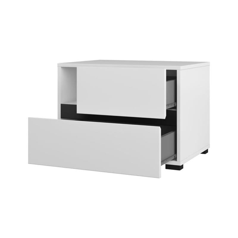 Nattbord Cross S med 2 skuffer - Hvit - Møbler - Bord - Avlastningsbord - Sengebord & nattbord