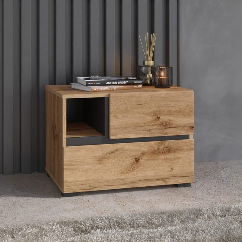 Nattbord Cross S med 2 skuffer - Wotan eik - Møbler - Bord - Avlastningsbord - Sengebord & nattbord