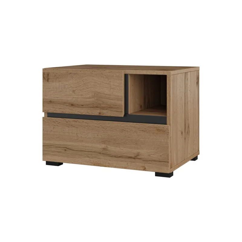 Nattbord Cross S med 2 skuffer - Wotan eik - Møbler - Bord - Avlastningsbord - Sengebord & nattbord