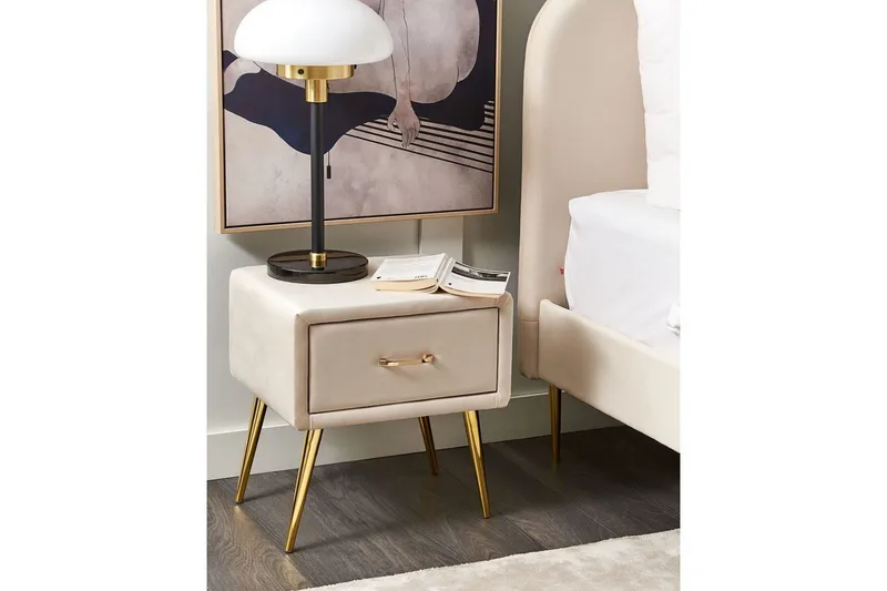 Nattbord Flayat Beige, gull, roségull - Beige, gull, roségull - Møbler - Bord - Avlastningsbord - Sengebord & nattbord