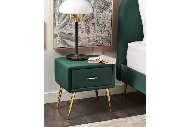 Nattbord Flayat Grønn, gull - Grønn, gull - Møbler - Bord - Avlastningsbord - Sengebord & nattbord