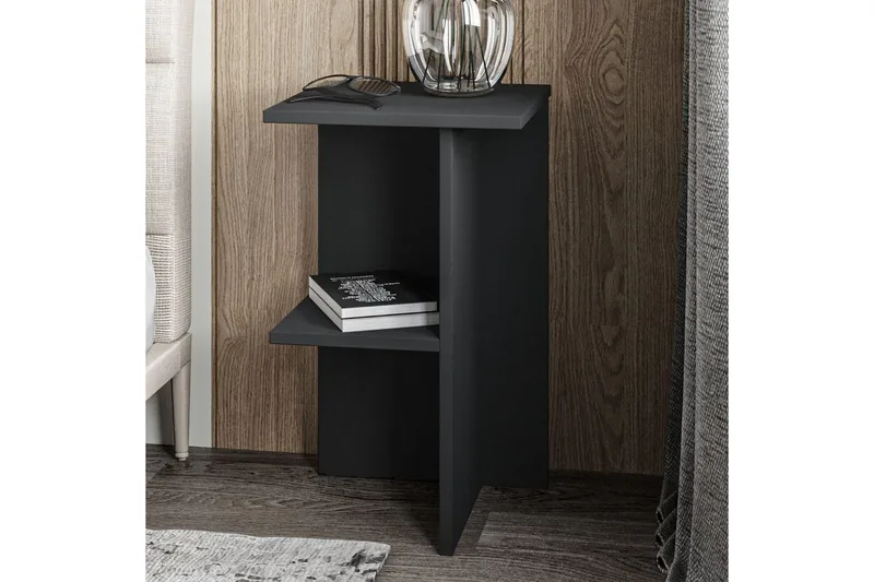 Nattbord Gwyneth Antrasitt - Antrasitt - Møbler - Bord - Avlastningsbord - Sengebord & nattbord