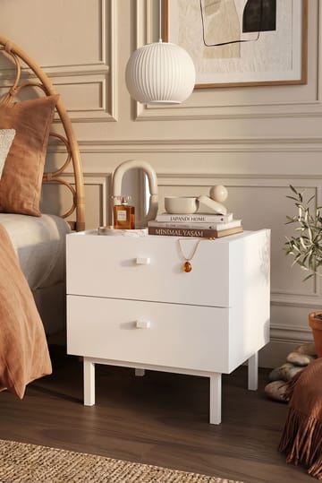 Nattbord Hanah Home Luke (47,9 x 47 x 36,8 cm) Hvit - Hvit - Møbler - Bord - Avlastningsbord - Sengebord & nattbord