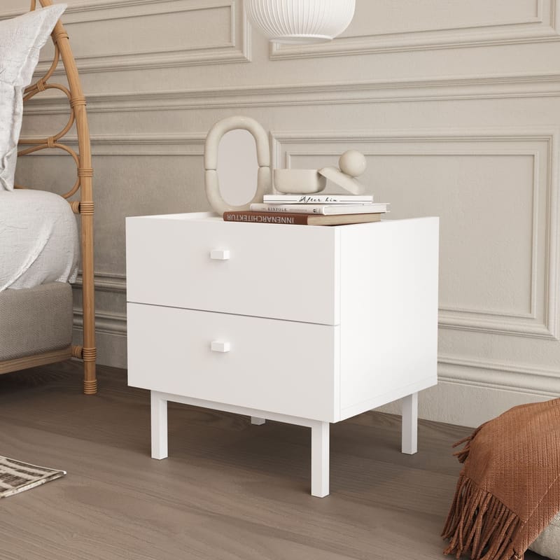 Nattbord Hanah Home Luke (47,9 x 47 x 36,8 cm) Hvit - Hvit - Møbler - Bord - Avlastningsbord - Sengebord & nattbord