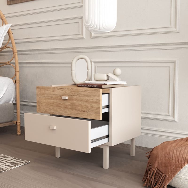 Nattbord Hanah Home Luke (47,9 x 47 x 36,8 cm) Sand eik - Sand eik - Møbler - Bord - Avlastningsbord - Sengebord & nattbord