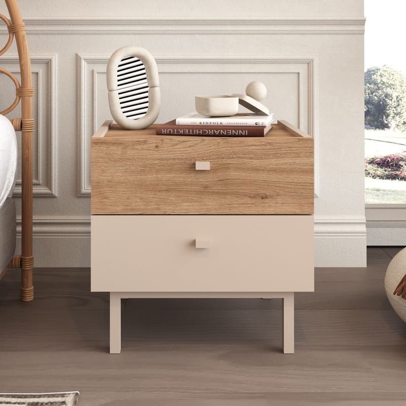 Nattbord Hanah Home Luke (47,9 x 47 x 36,8 cm) Sand eik - Sand eik - Møbler - Bord - Avlastningsbord - Sengebord & nattbord