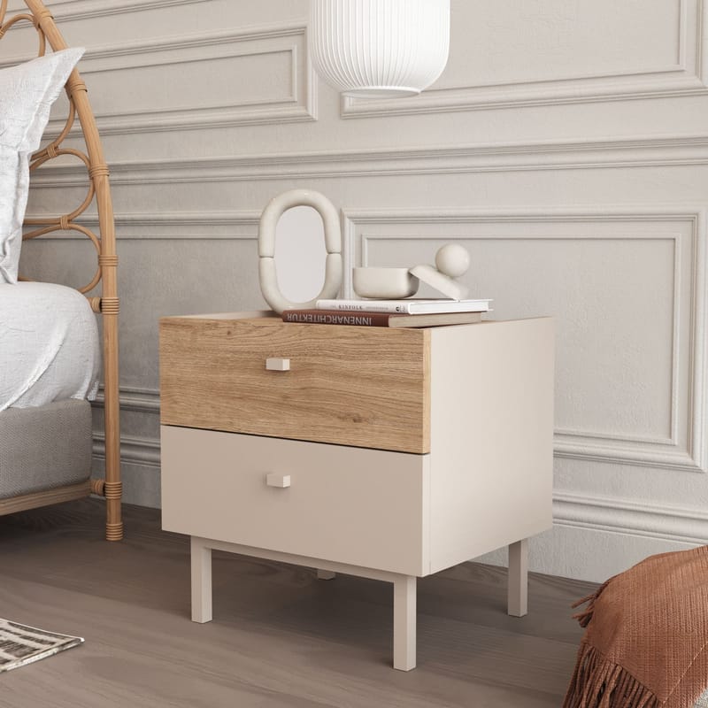 Nattbord Hanah Home Luke (47,9 x 47 x 36,8 cm) Sand eik - Sand eik - Møbler - Bord - Avlastningsbord - Sengebord & nattbord