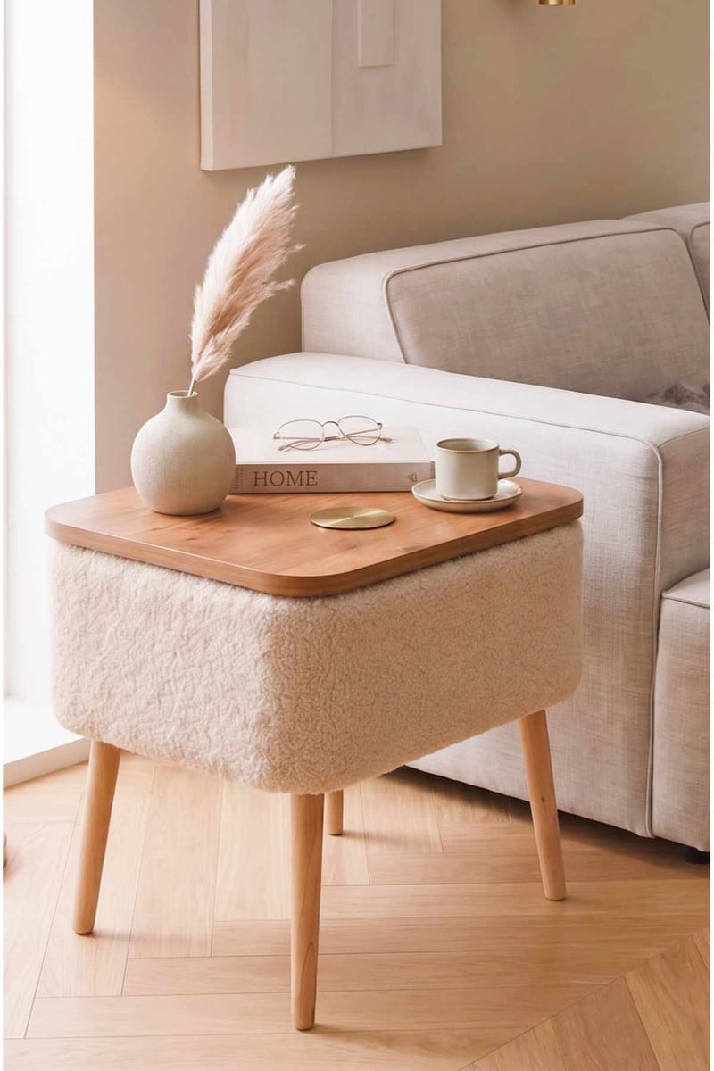 Nattbord Hanah Home Parkway (60 x 55 x 30 cm) Beige natur - Beige og natur - Møbler - Bord - Avlastningsbord - Sengebord & nattbord