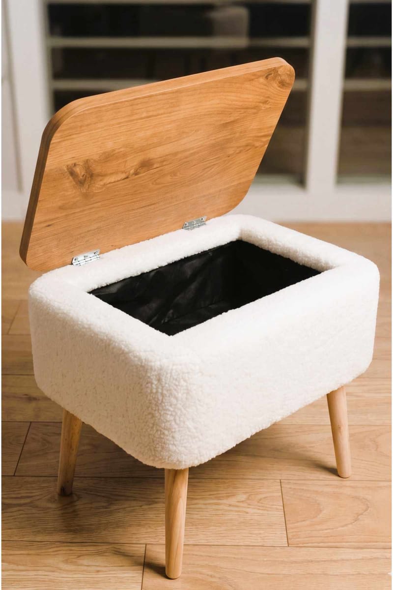 Nattbord Hanah Home Parkway (60 x 55 x 30 cm) Hvit natur - Hvit og natur - Møbler - Bord - Avlastningsbord - Sengebord & nattbord