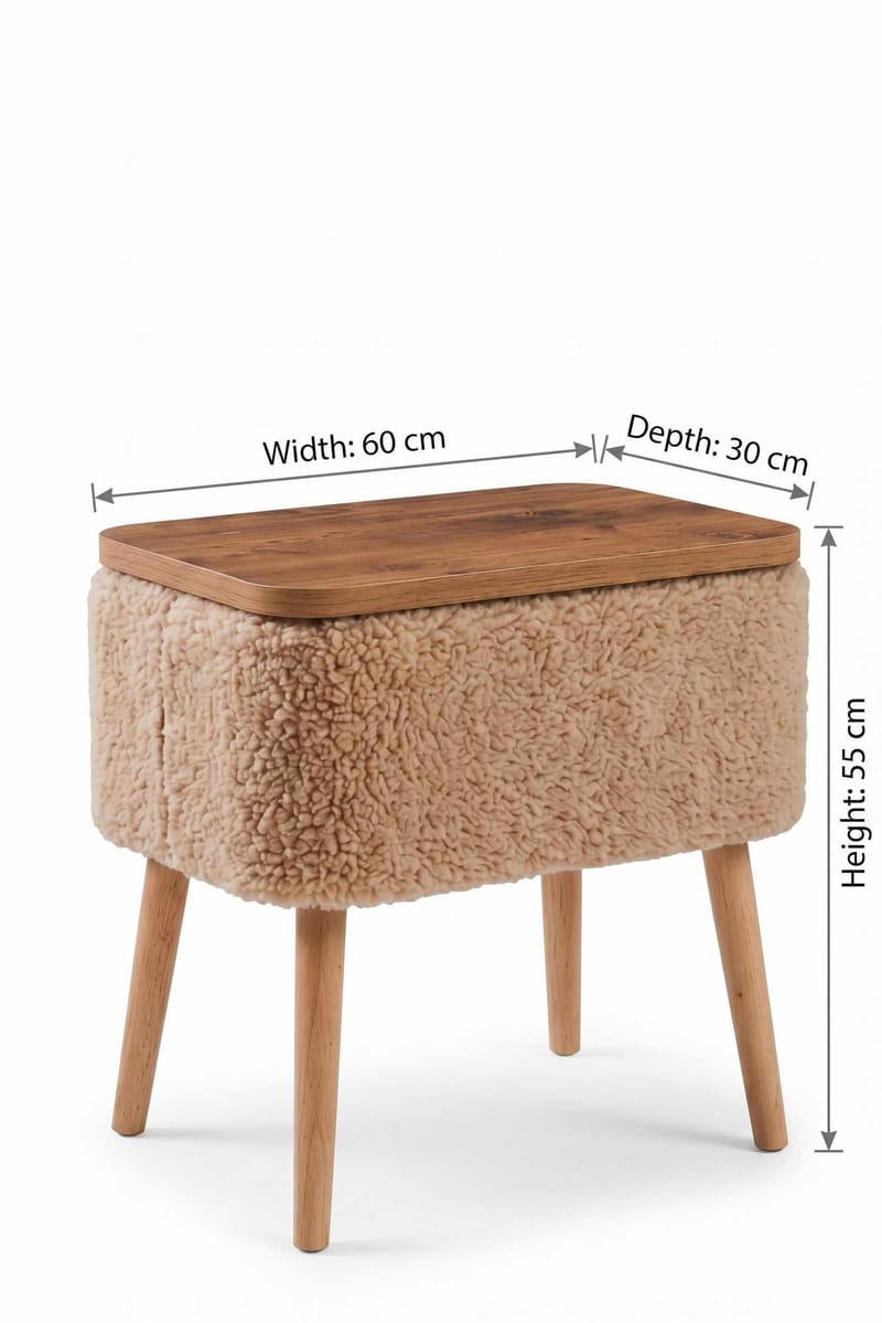 Nattbord Hanah Home Parkway (60 x 55 x 30 cm) Beige natur - Beige og natur - Møbler - Bord - Avlastningsbord - Sengebord & nattbord
