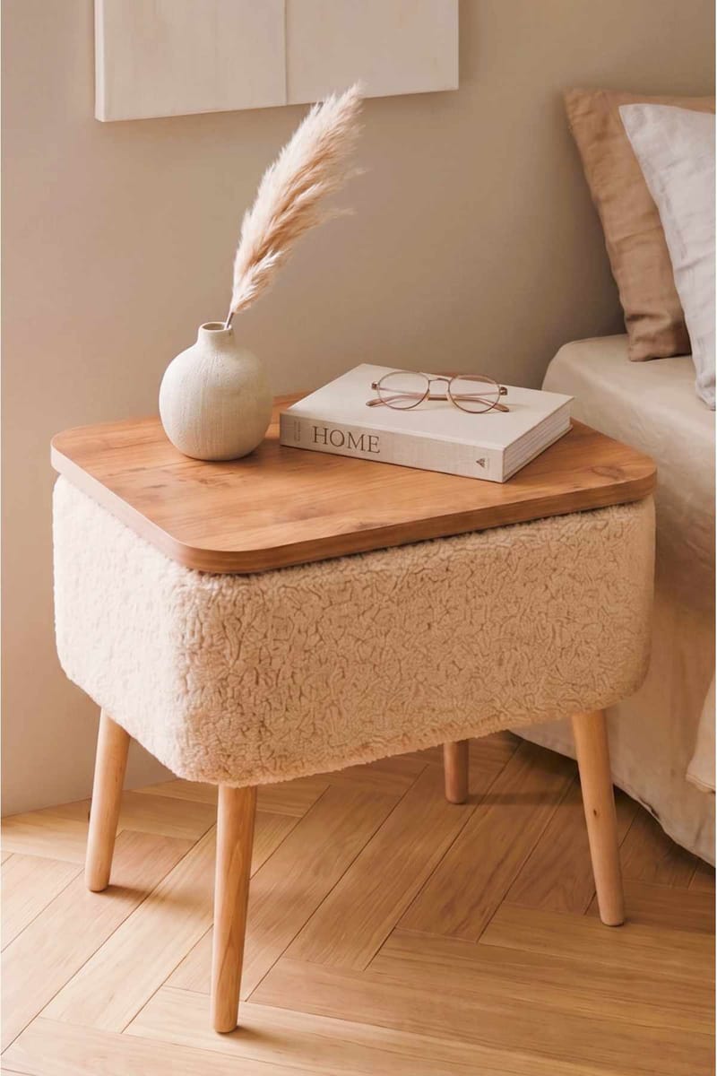 Nattbord Hanah Home Parkway (60 x 55 x 30 cm) Beige natur - Beige og natur - Møbler - Bord - Avlastningsbord - Sengebord & nattbord