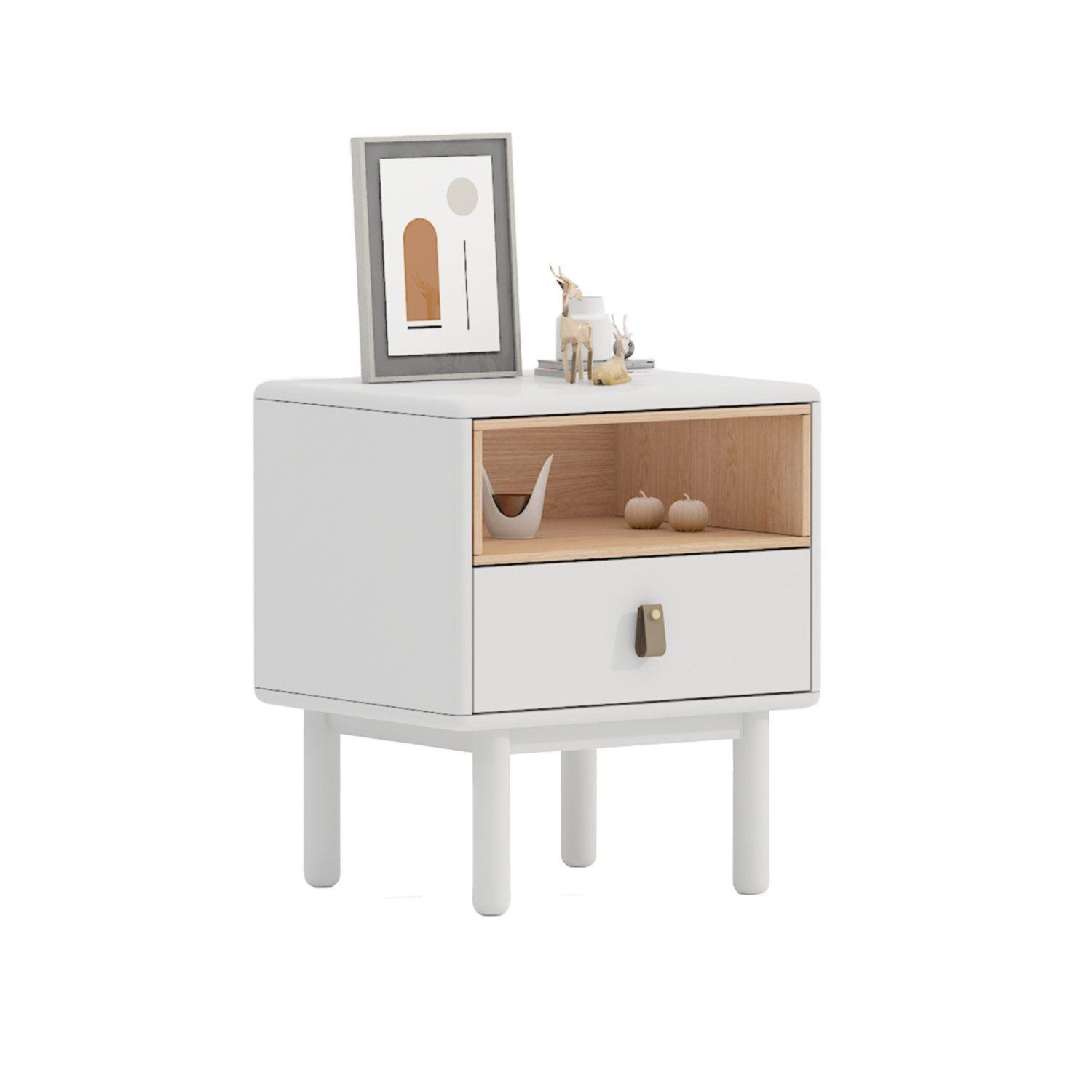 Nattbord HOME4YOU Iris 48x40x55 cm Hvit - hvit