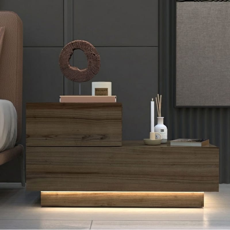 Nattbord Homitis Kayra (70 x 35 x 38,3 cm) Antique Walnut - Brun valnøtt - Møbler - Bord - Avlastningsbord - Sengebord & nattbord