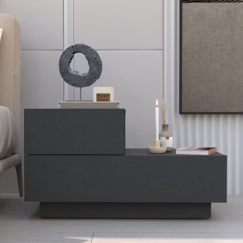 Nattbord Homitis Kayra (70 x 35 x 38,3 cm) Antrasitt - Antrasitt - Møbler - Bord - Avlastningsbord - Sengebord & nattbord