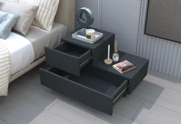 Nattbord Homitis Kayra (70 x 35 x 38,3 cm) Antrasitt - Antrasitt - Møbler - Bord - Avlastningsbord - Sengebord & nattbord