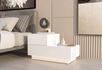 Nattbord Homitis Kayra (70 x 35 x 38,3 cm) Hvit - Hvit - Møbler - Bord - Avlastningsbord - Sengebord & nattbord