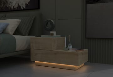 Nattbord Homitis Kayra (70 x 35 x 38,3 cm) Sapphire Oak - Sapphire Oak - Møbler - Bord - Avlastningsbord - Sengebord & nattbord