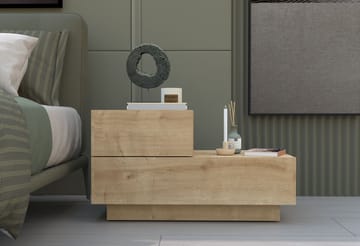 Nattbord Homitis Kayra (70 x 35 x 38,3 cm) Sapphire Oak - Sapphire Oak - Møbler - Bord - Avlastningsbord - Sengebord & nattbord