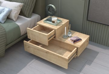 Nattbord Homitis Kayra (70 x 35 x 38,3 cm) Sapphire Oak - Sapphire Oak - Møbler - Bord - Avlastningsbord - Sengebord & nattbord