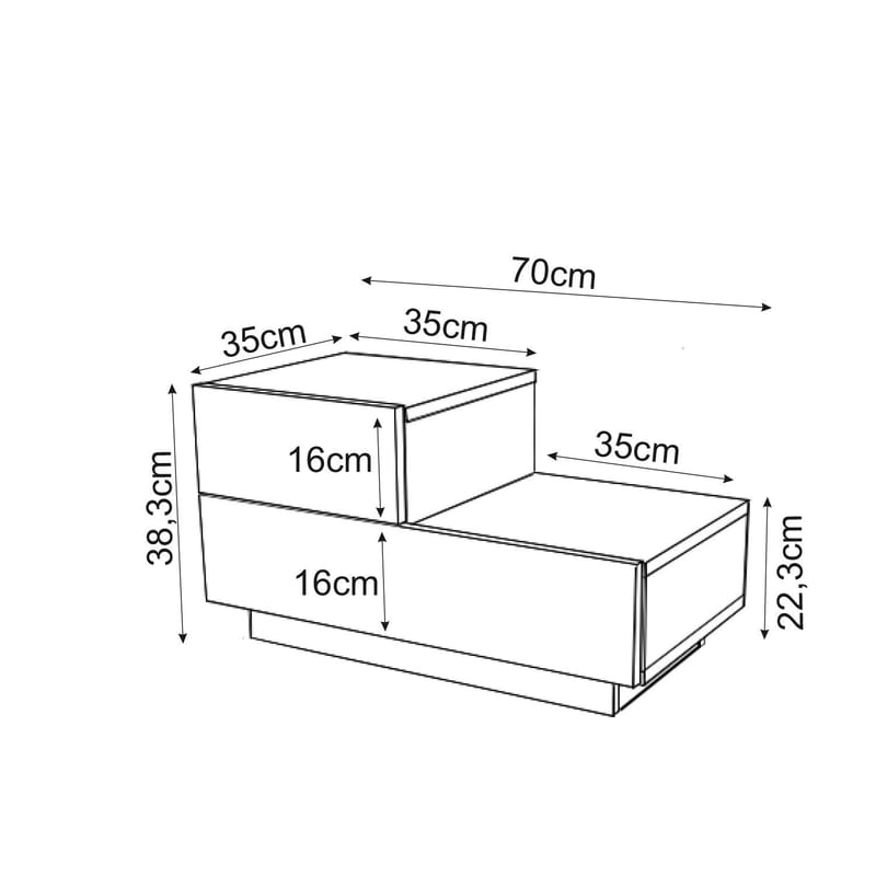 Nattbord Homitis Kayra (70 x 35 x 38,3 cm) Svart tre - Svart tre - Møbler - Bord - Avlastningsbord - Sengebord & nattbord