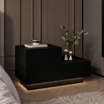 Nattbord Homitis Kayra (70 x 35 x 38,3 cm) Svart tre - Møbler - Bord - Avlastningsbord - Sengebord & nattbord