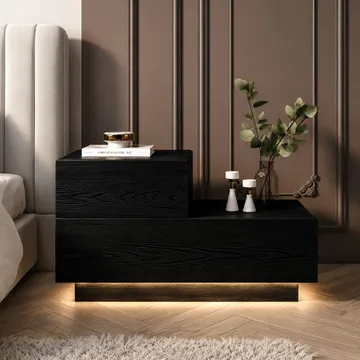 Nattbord Homitis Kayra (70 x 35 x 38,3 cm) Svart tre - Møbler - Bord - Avlastningsbord - Sengebord & nattbord