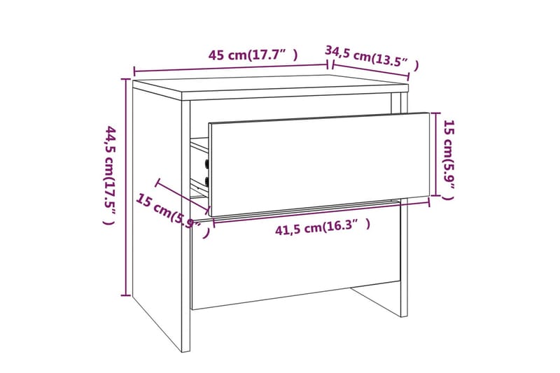 Nattbord hvit 45x34,5x44,5 cm sponplate - Hvit - Møbler - Bord - Avlastningsbord - Sengebord & nattbord