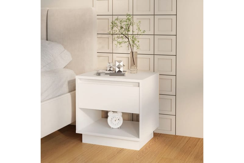Nattbord hvit 45x34x44 cm sponplate - Hvit - Møbler - Bord - Avlastningsbord - Sengebord & nattbord