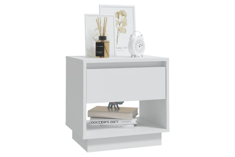 Nattbord hvit 45x34x44 cm sponplate - Hvit - Møbler - Bord - Avlastningsbord - Sengebord & nattbord