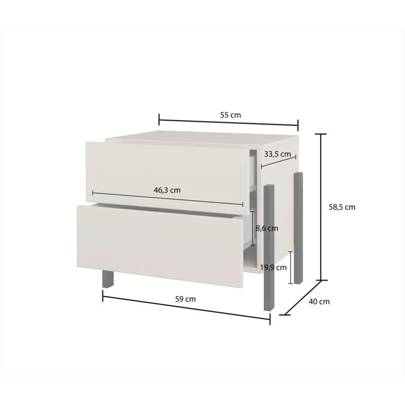 Nattbord Jukon S med 2 skuffer - Møbler - Bord - Avlastningsbord - Sengebord & nattbord