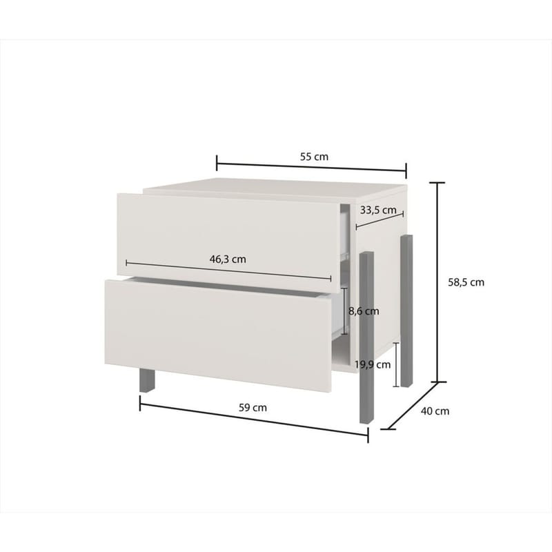 Nattbord Jukon S med 2 skuffer - Møbler - Bord - Avlastningsbord - Sengebord & nattbord