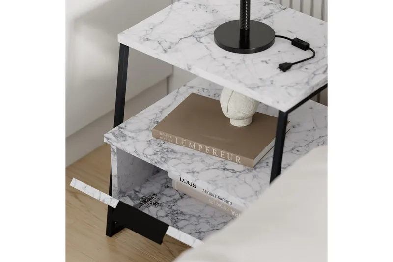 Nattbord Kavilash Carrara Marmor - Carrara Marmor - Møbler - Bord - Avlastningsbord - Sengebord & nattbord